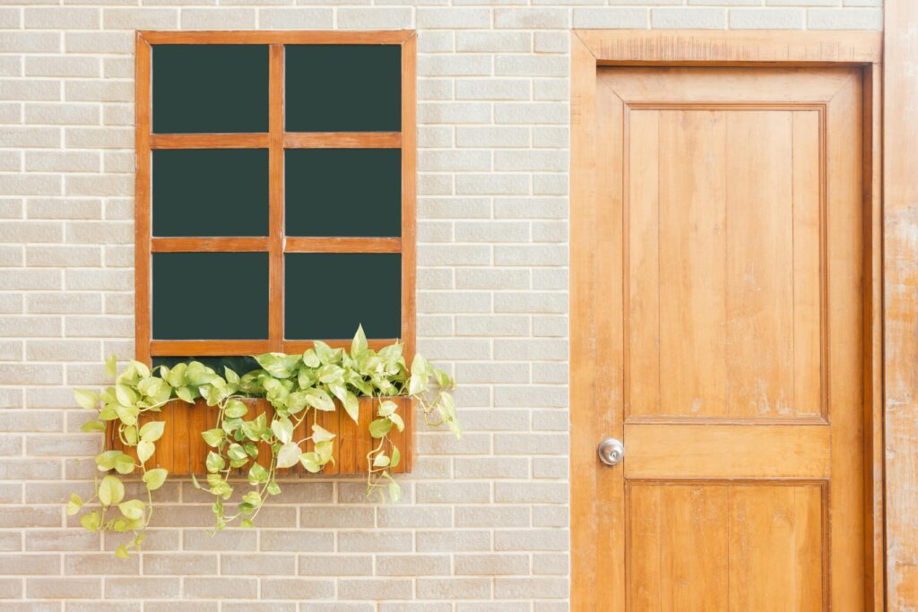 Door and window with plant